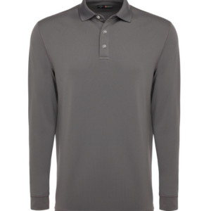 Long Sleeve Polo Front Grey